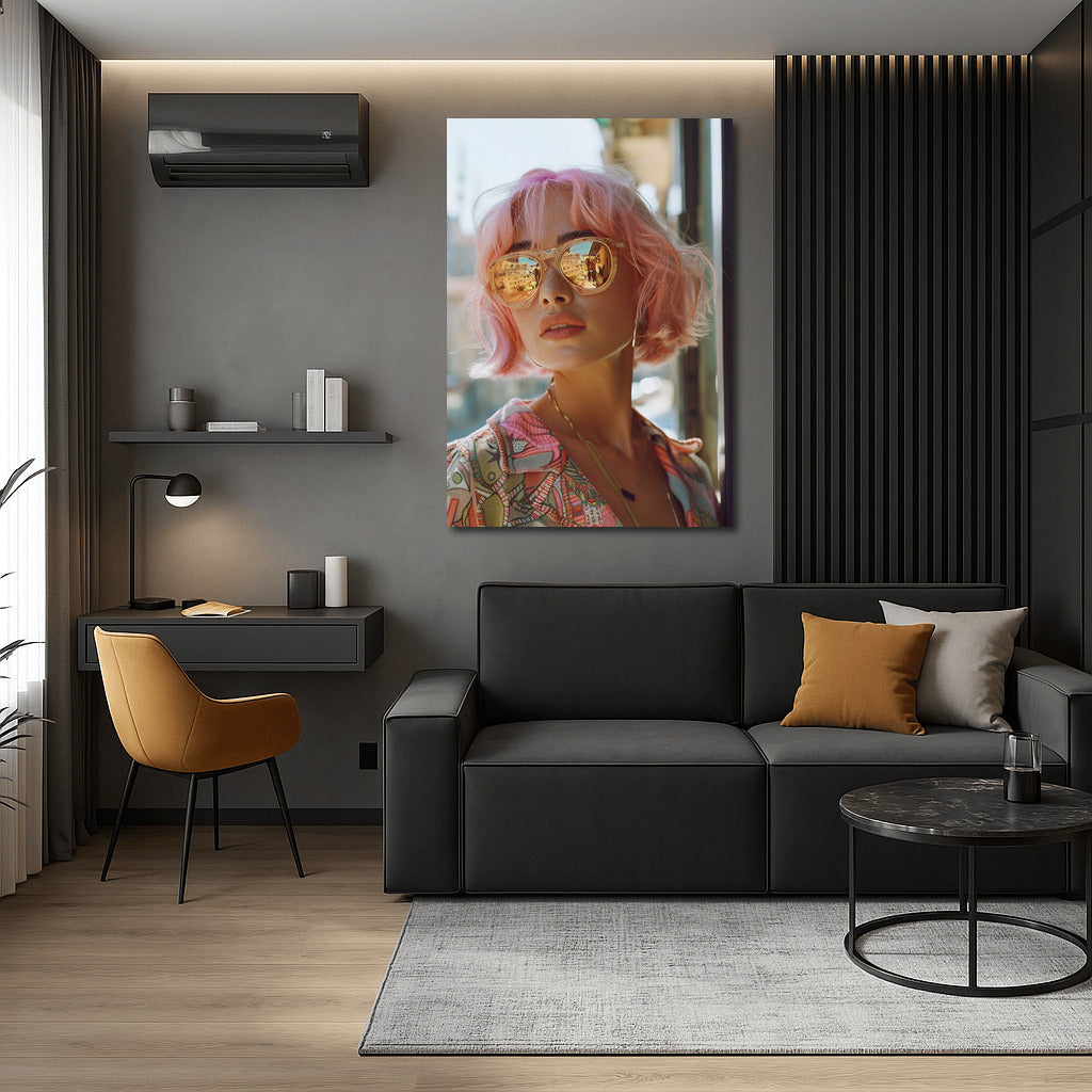 Bright Look: Girl with Rainbow Hair and Glasses
