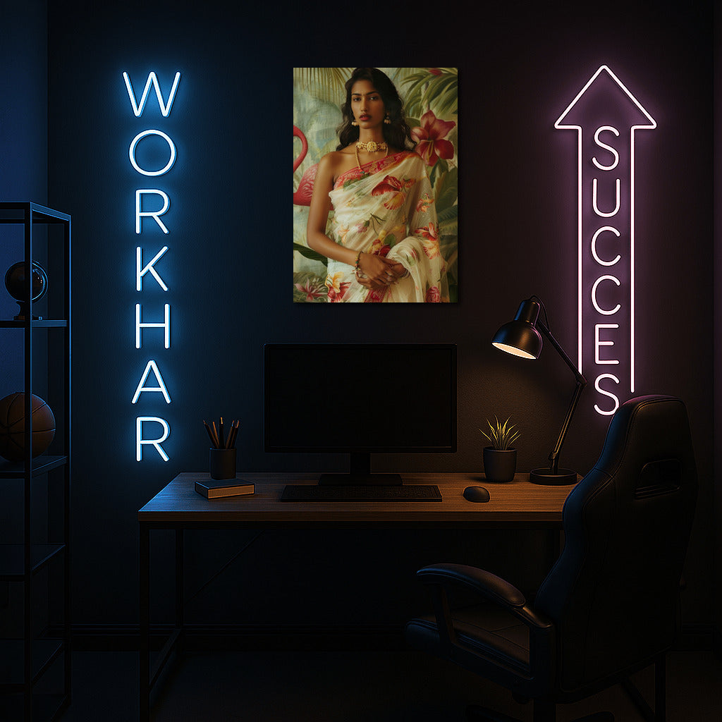 Mysterious Brunette in Exotic Oasis: Style and Power for Your Interior