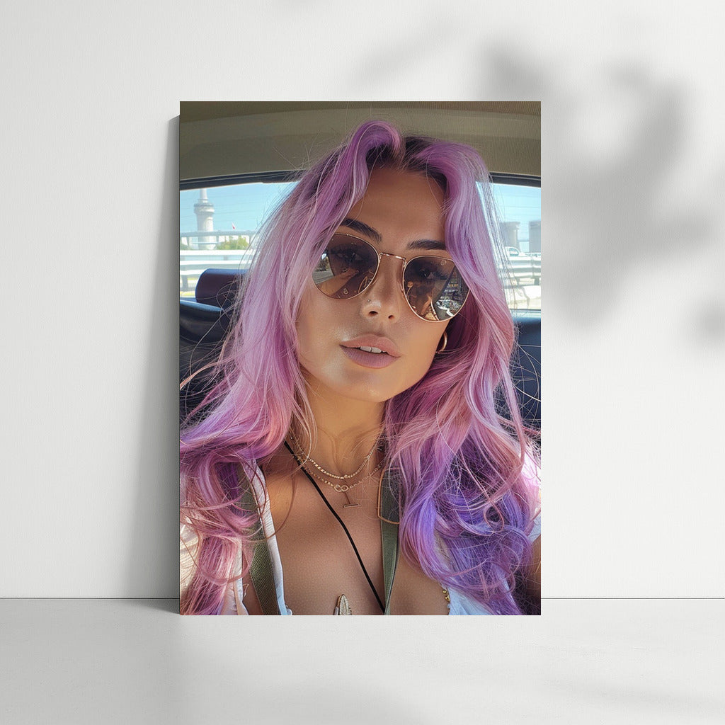 Mysterious Girl With Multi-Colored Hair: Vivid Portrait