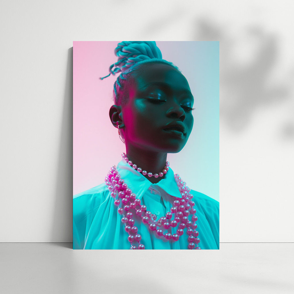 Stylish girl in pink and blue: A modern accent for your interior