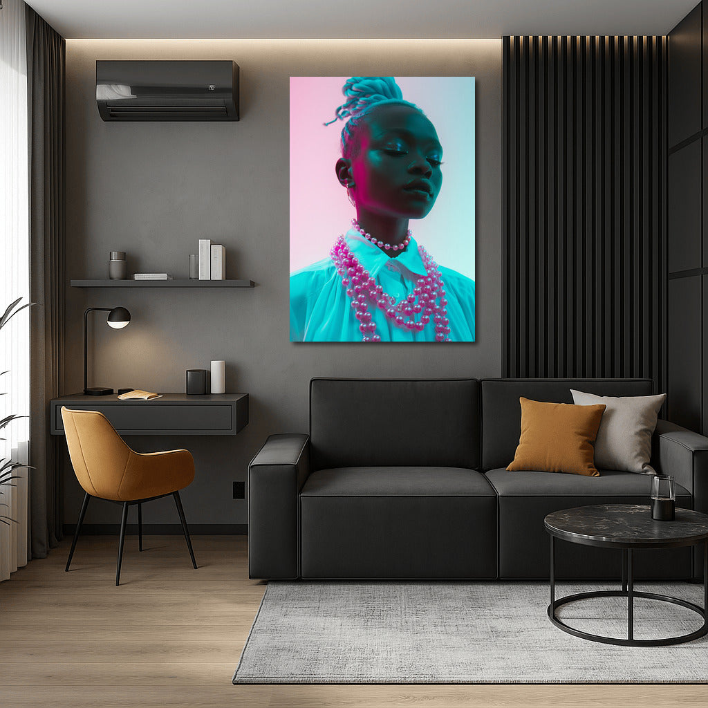 Stylish girl in pink and blue: A modern accent for your interior