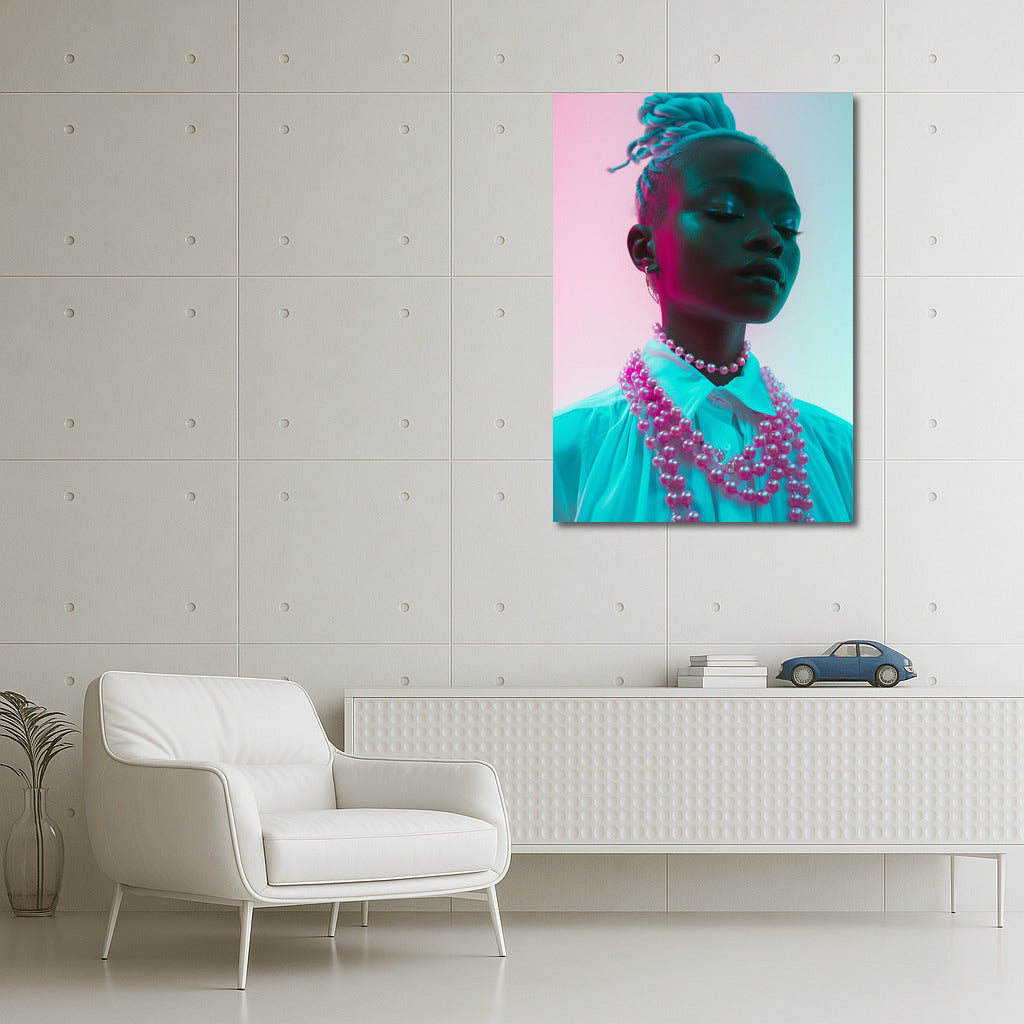 Stylish girl in pink and blue: A modern accent for your interior