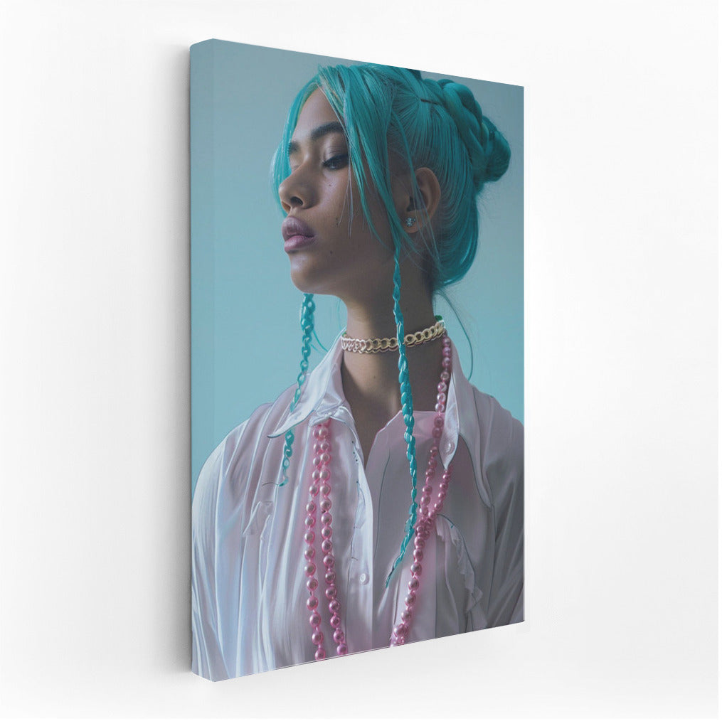 Stylish Girl in Pink and Blue: Modern Charm for Your Interior