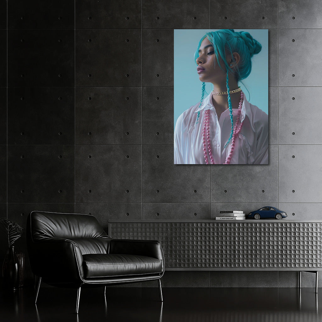 Stylish Girl in Pink and Blue: Modern Charm for Your Interior