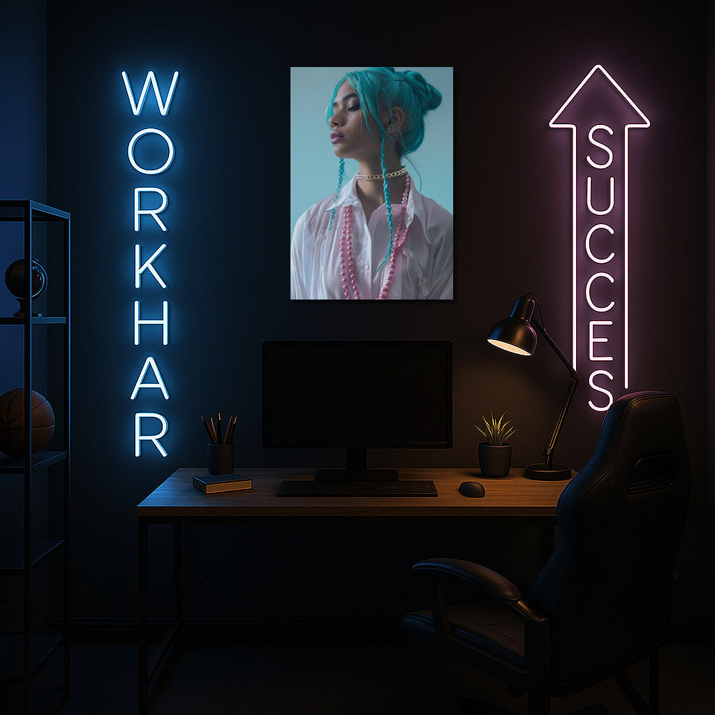 Stylish Girl in Pink and Blue: Modern Charm for Your Interior