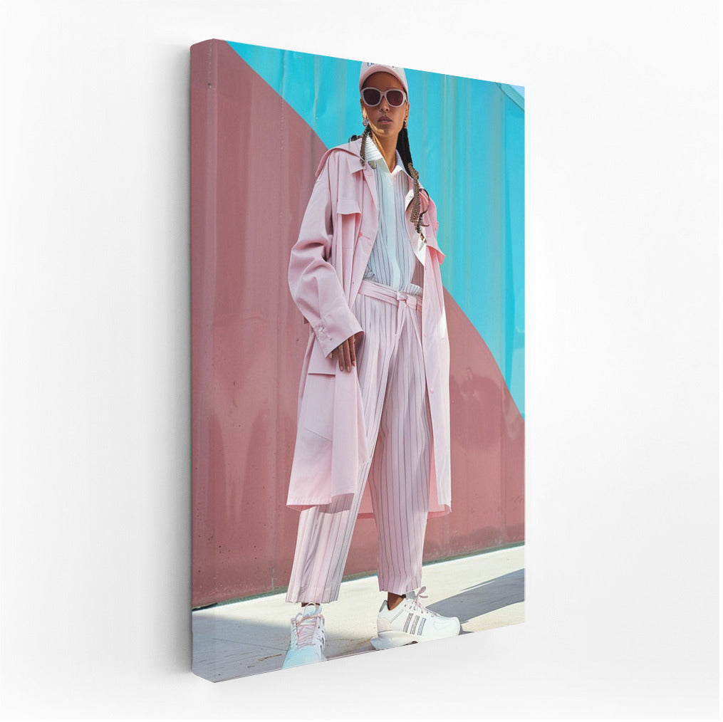 Elegant Lady in Pink and Blue Tones: A Modern Masterpiece for a Stylish Interior