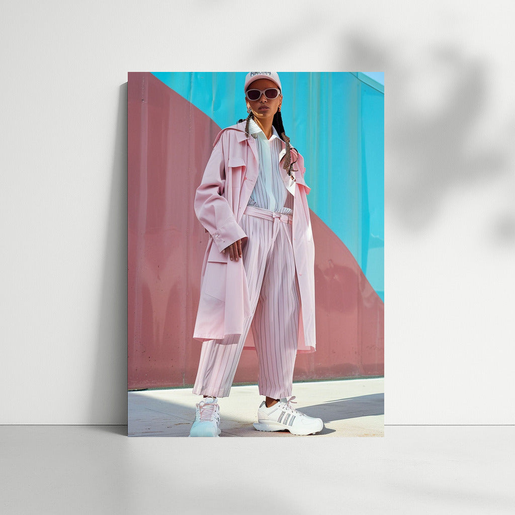 Elegant Lady in Pink and Blue Tones: A Modern Masterpiece for a Stylish Interior