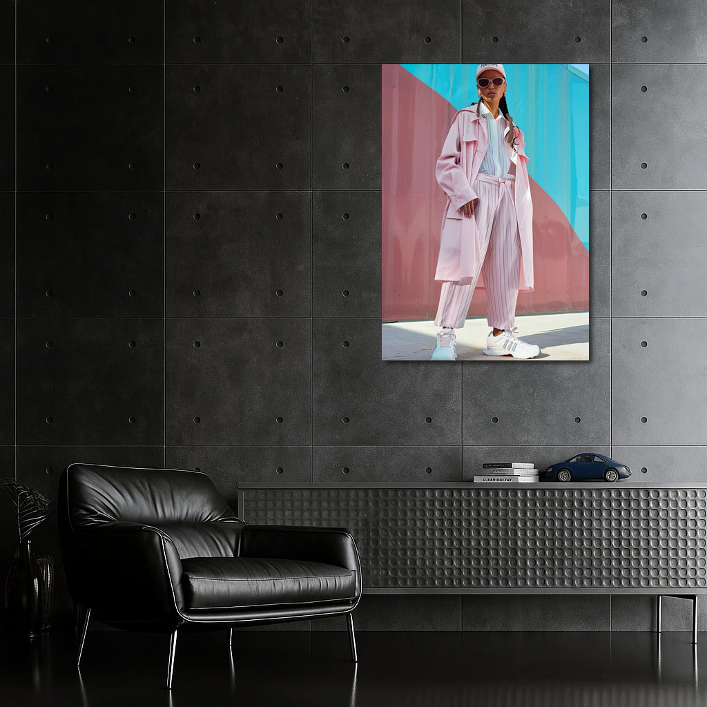 Elegant Lady in Pink and Blue Tones: A Modern Masterpiece for a Stylish Interior