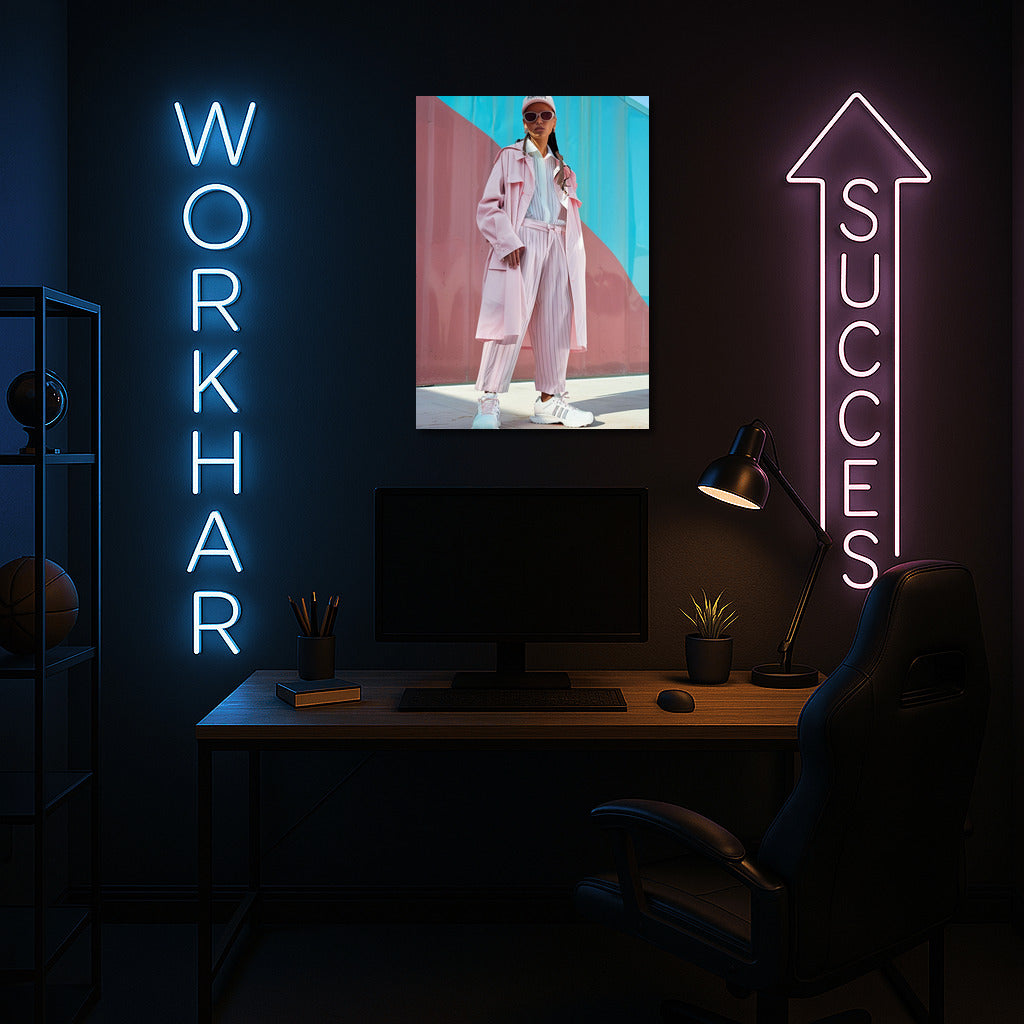 Elegant Lady in Pink and Blue Tones: A Modern Masterpiece for a Stylish Interior