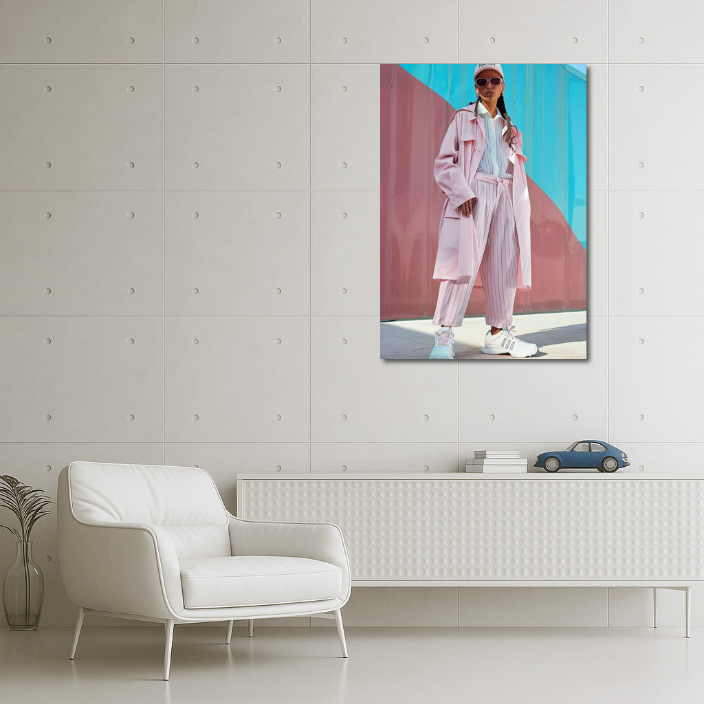 Elegant Lady in Pink and Blue Tones: A Modern Masterpiece for a Stylish Interior