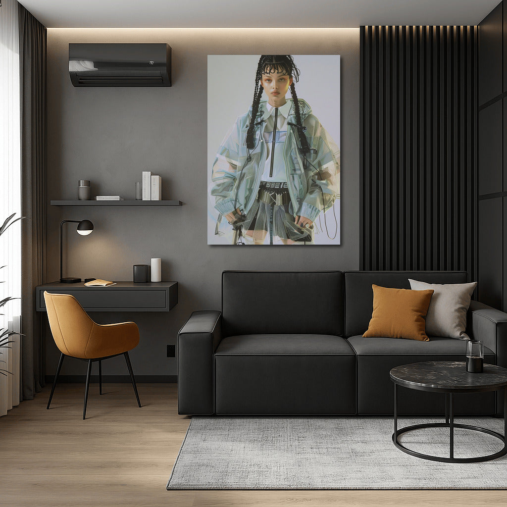 Futuristic Muse: Stylish Model Girl for Modern Interior