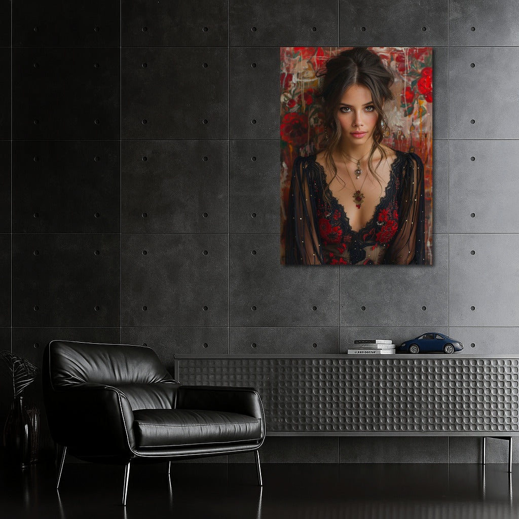 Young Lady in Couture Dress: Elegance and Style for the Interior
