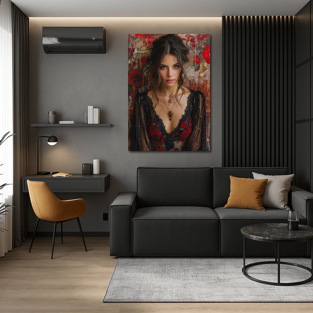 Young Lady in Couture Dress: Elegance and Style for the Interior