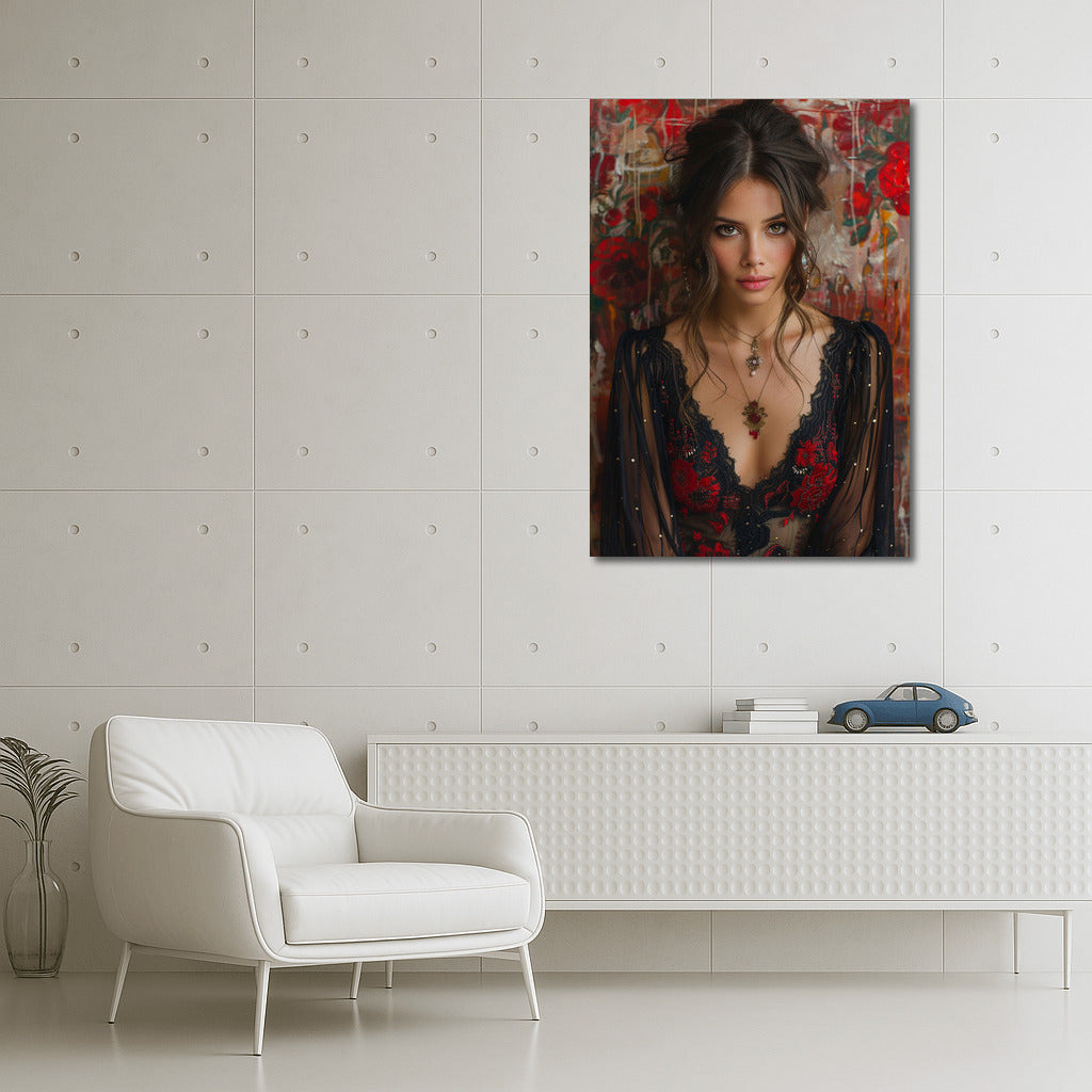 Young Lady in Couture Dress: Elegance and Style for the Interior