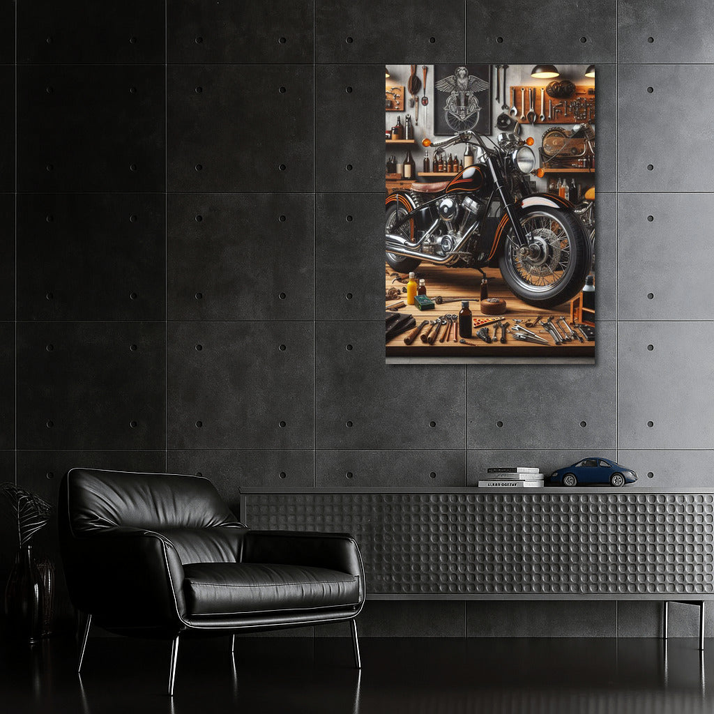 Cruiser in Stylish Garage: Atmosphere of Speed and Details