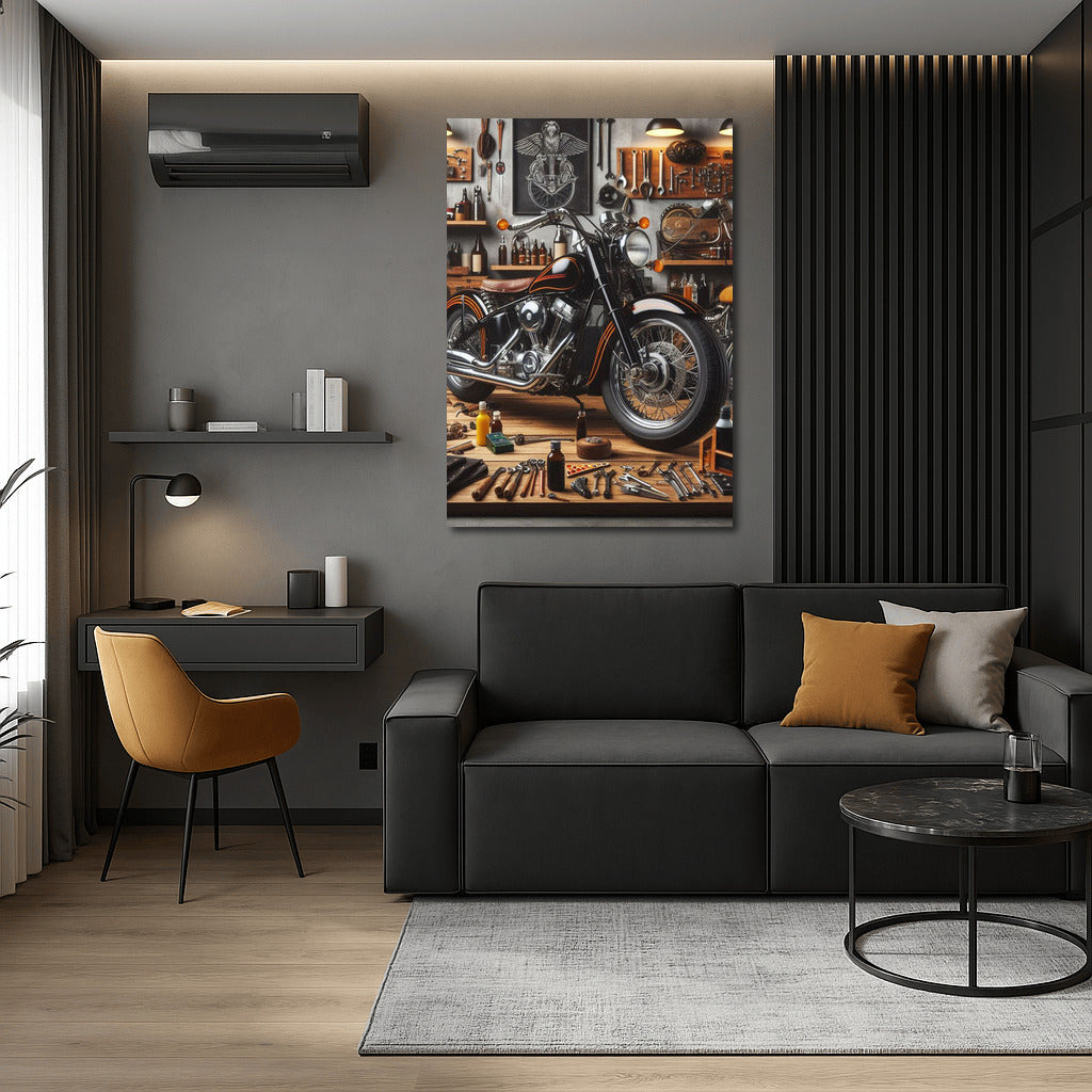 Cruiser in Stylish Garage: Atmosphere of Speed and Details