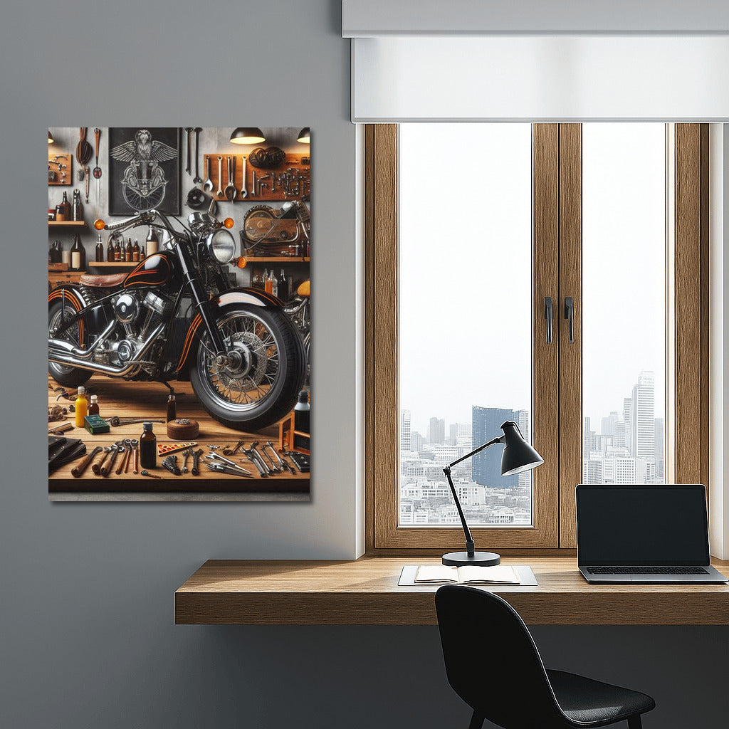 Cruiser in Stylish Garage: Atmosphere of Speed and Details