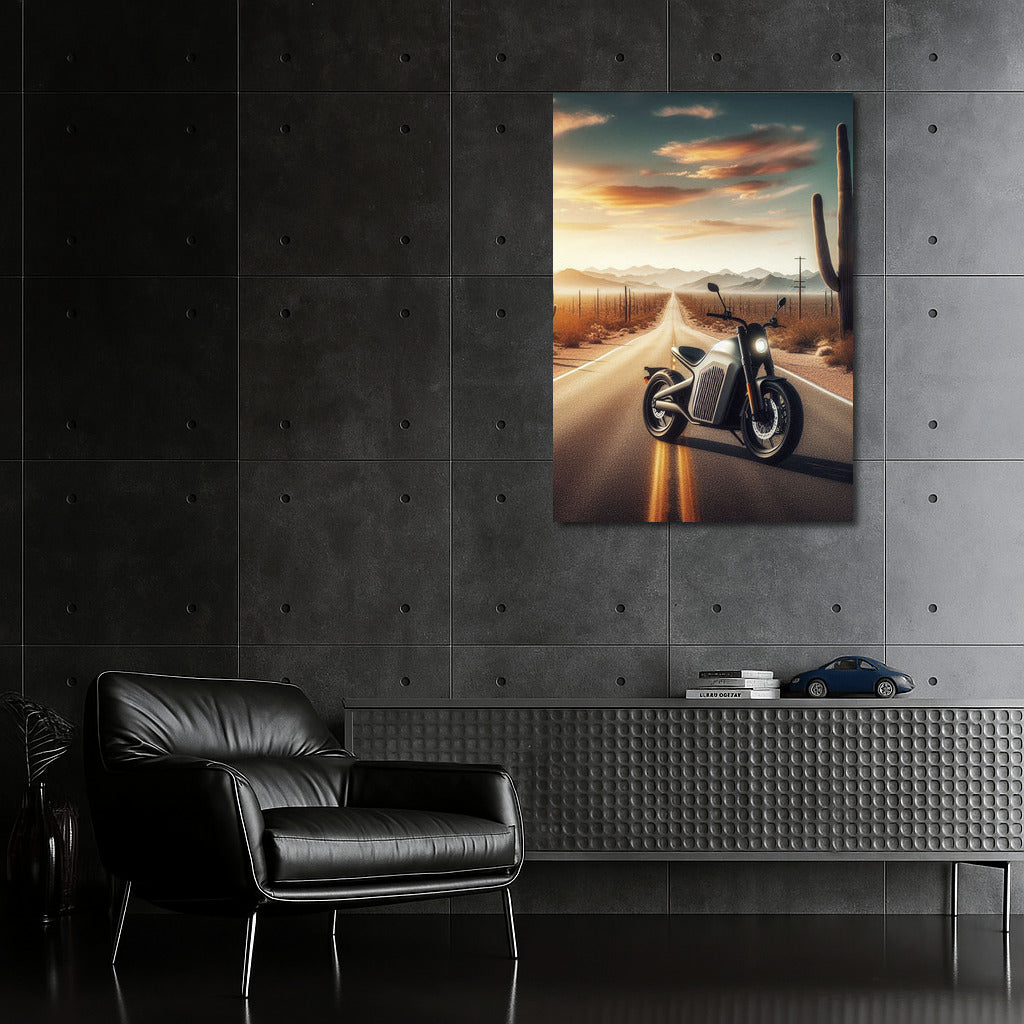 Electric Bike Speed: Desert Landscape with Cacti and Horizons