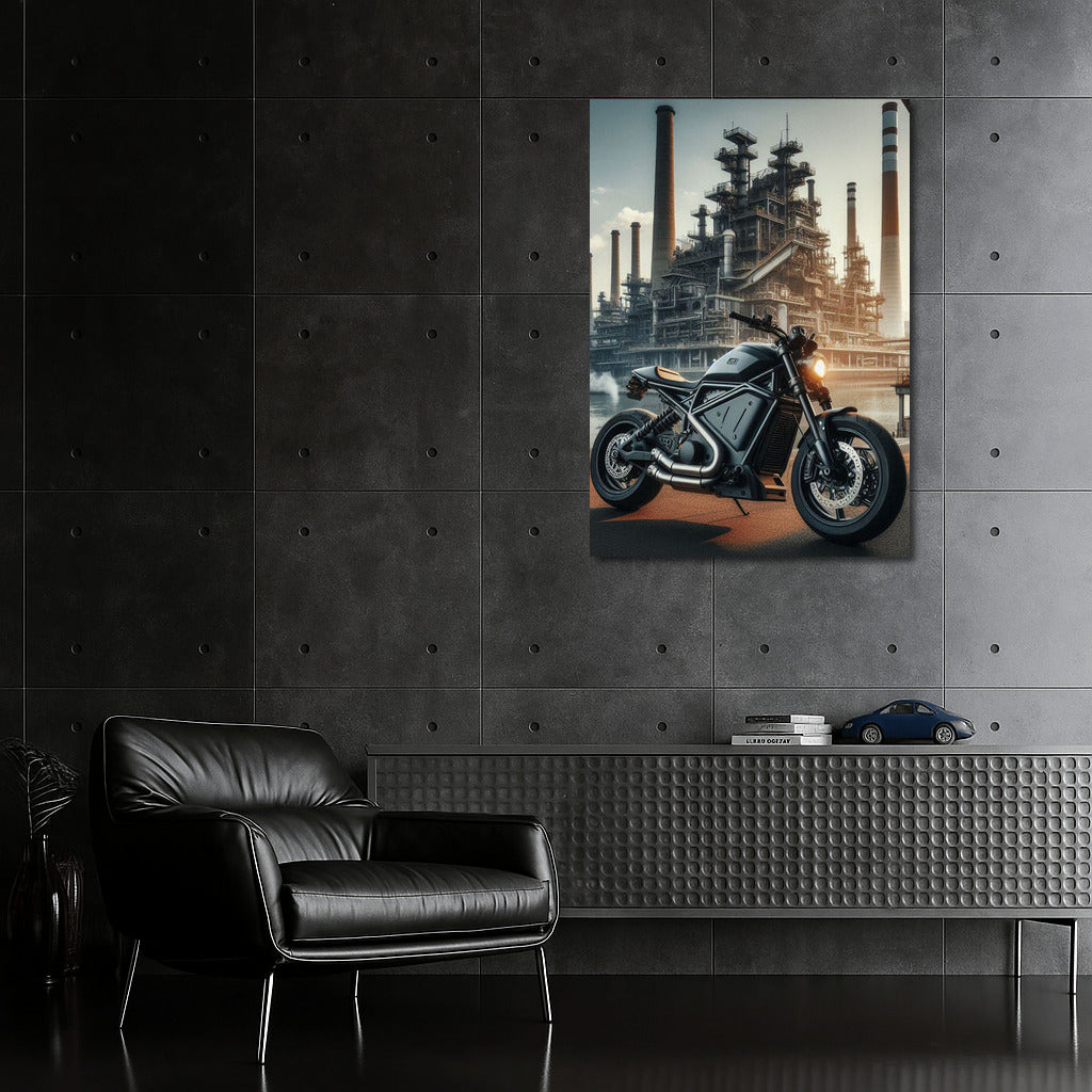 Electric Motorcycle in Industrial Zone: Urban Speed and Technology