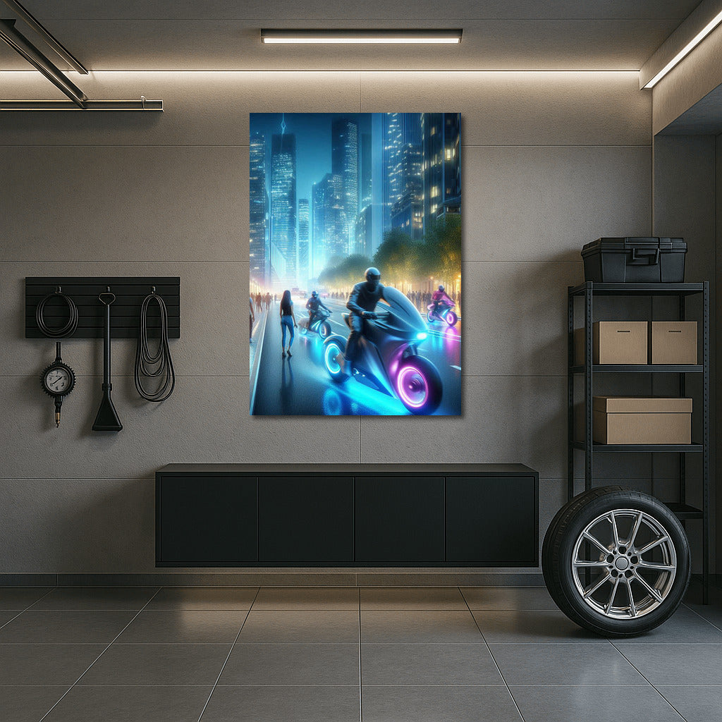 Neon City: Electric Motorcycles in Motion