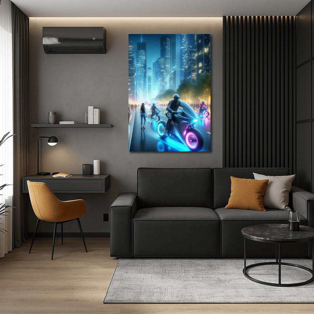 Neon City: Electric Motorcycles in Motion