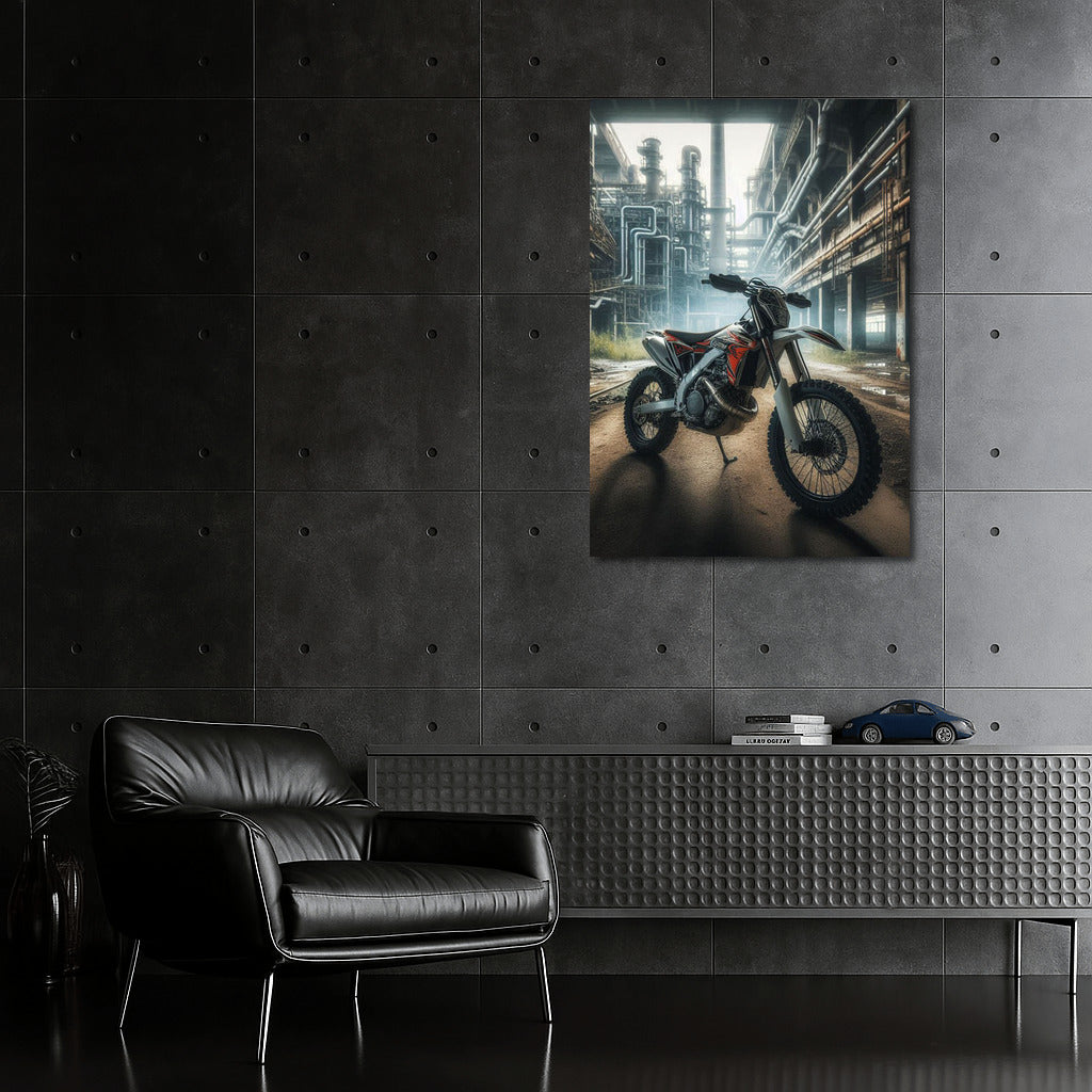 Enduro bike in an industrial zone: freedom in an abandoned factory