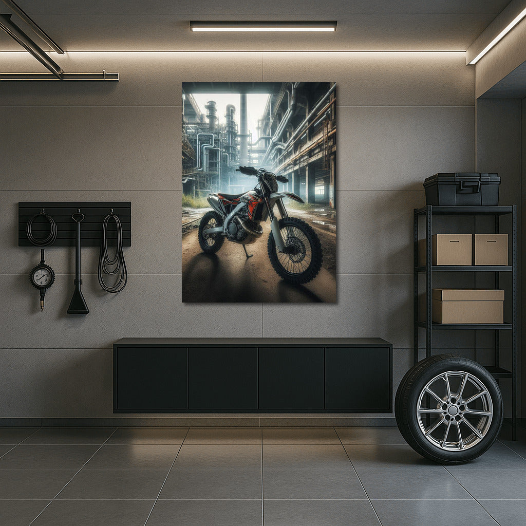Enduro bike in an industrial zone: freedom in an abandoned factory