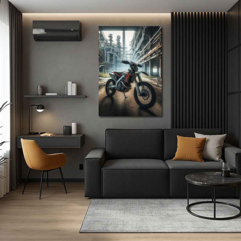 Enduro bike in an industrial zone: freedom in an abandoned factory