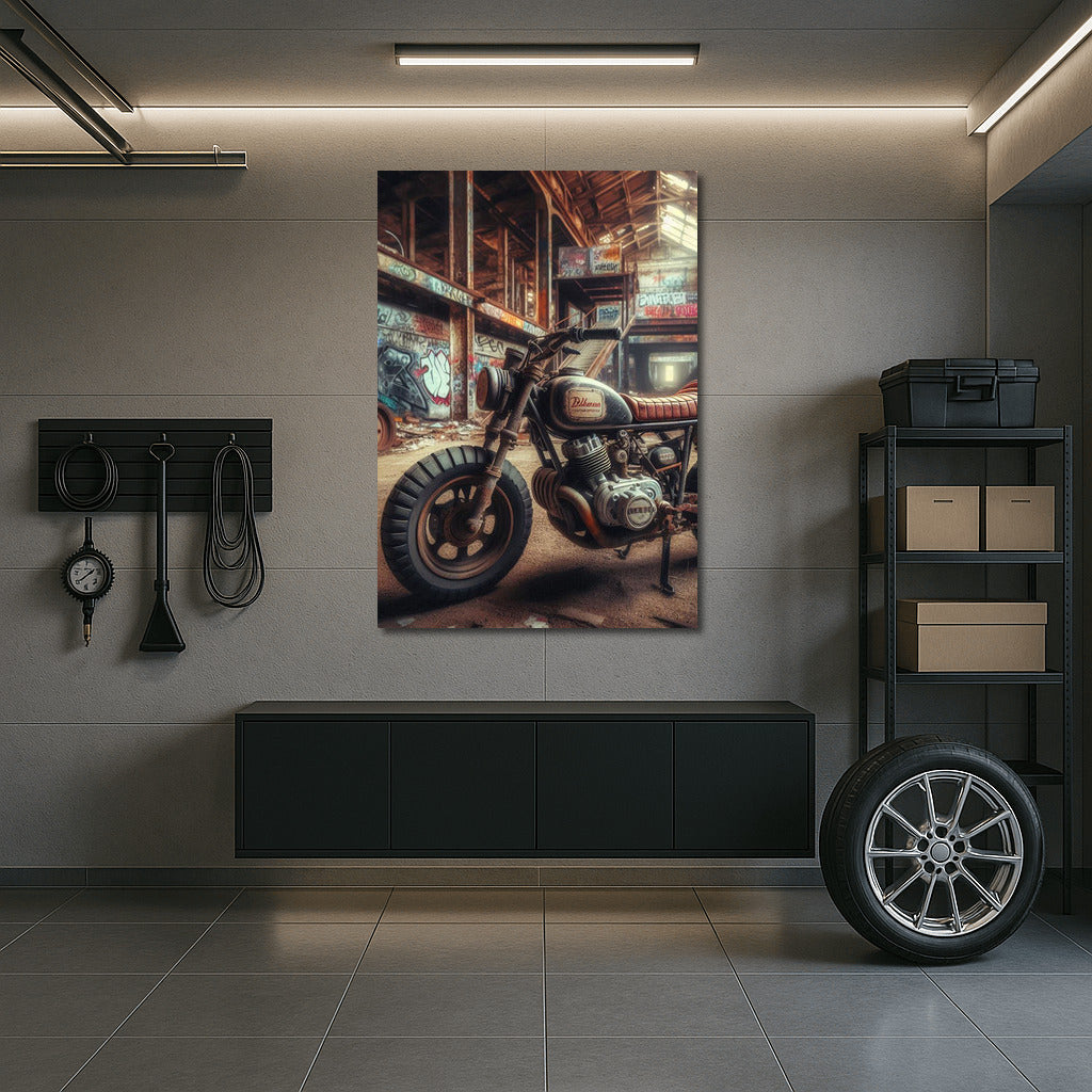 Retro Minibike at Abandoned Warehouse: Spirit of Speed and Adventure