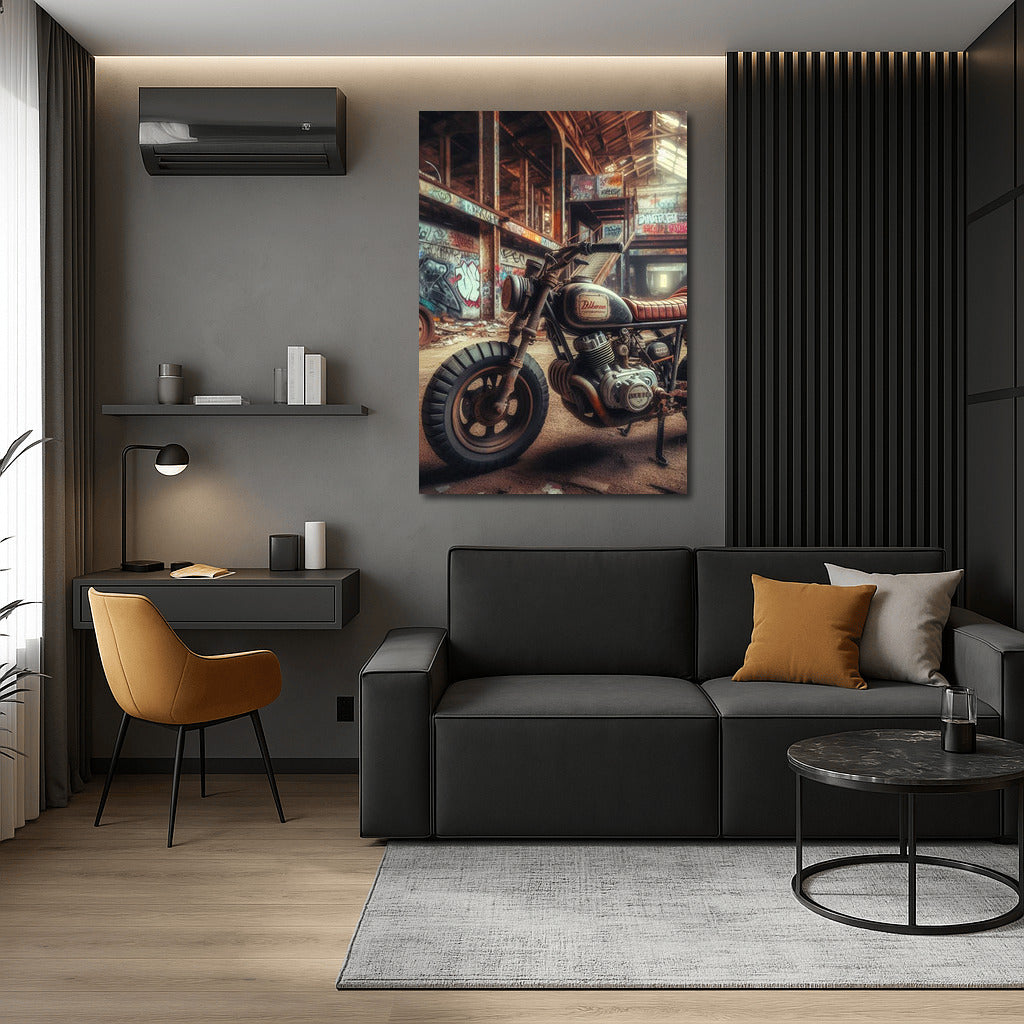 Retro Minibike at Abandoned Warehouse: Spirit of Speed and Adventure