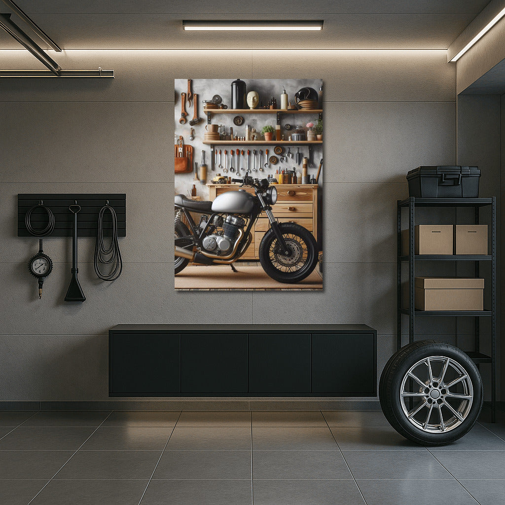 Minibike in Stylish Workshop: Adventure among Tools and Parts