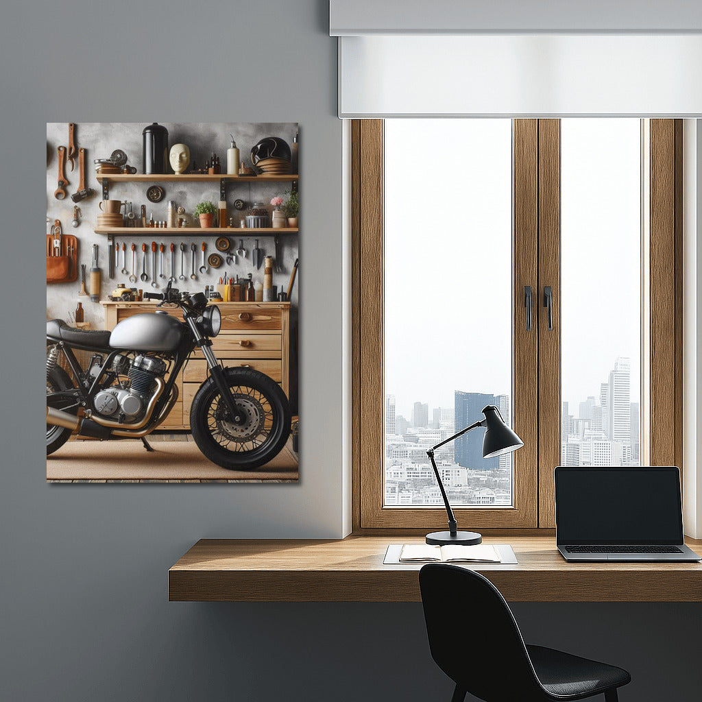 Minibike in Stylish Workshop: Adventure among Tools and Parts