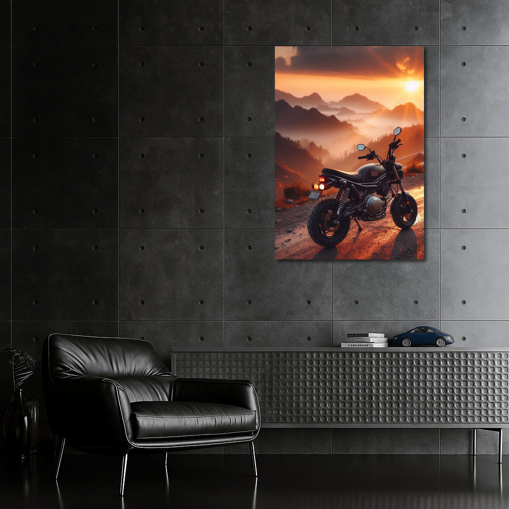 Sunset Journey: Minibike on Mountain Road