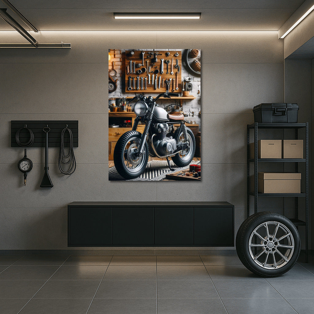 Minibike in Stylish Garage: Dream Workshop for Motorcycle Enthusiasts