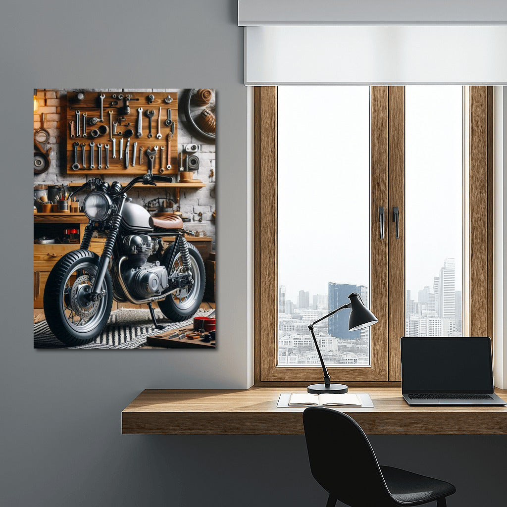 Minibike in Stylish Garage: Dream Workshop for Motorcycle Enthusiasts