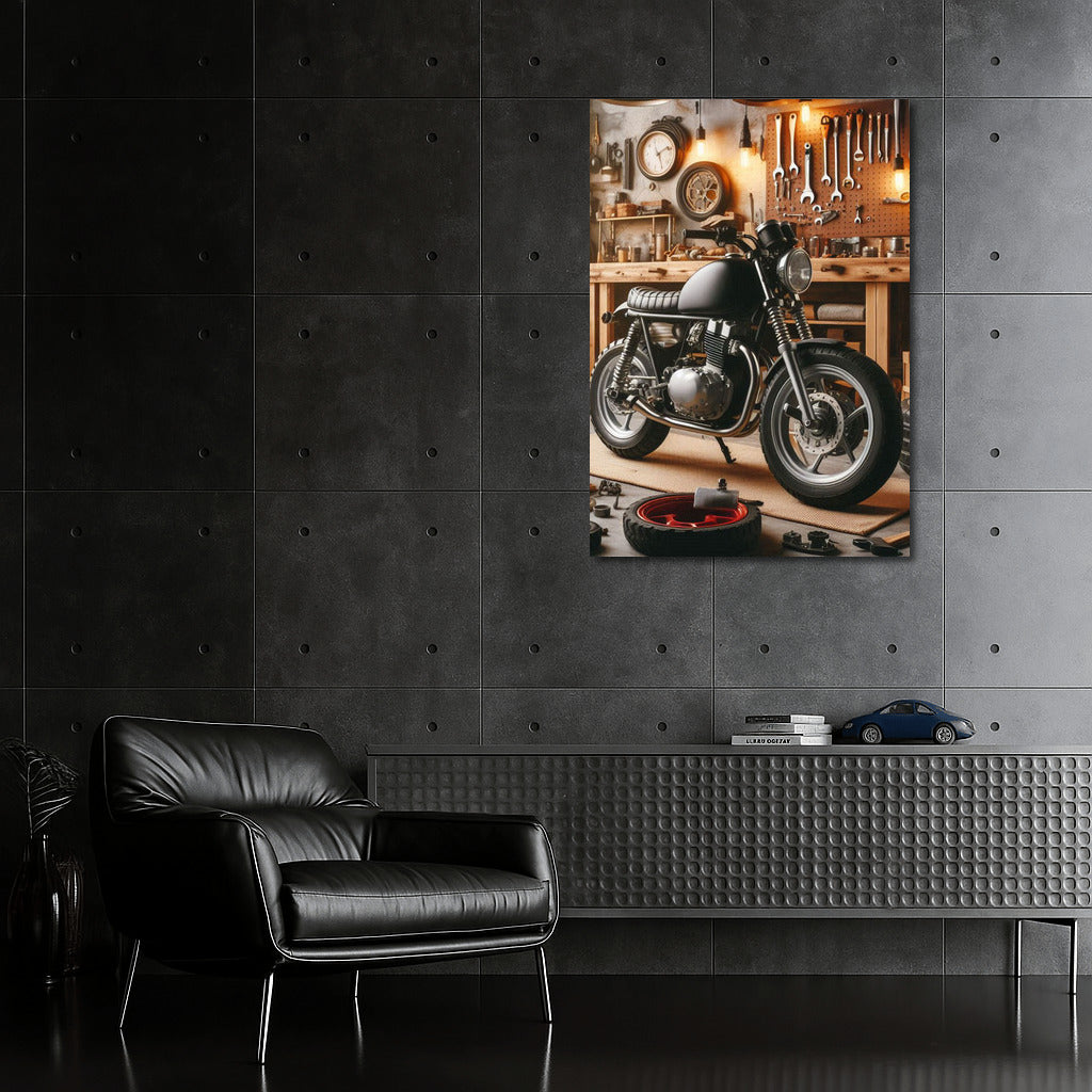 Minibike in Stylish Garage: Dream Workshop for Mechanics Enthusiasts