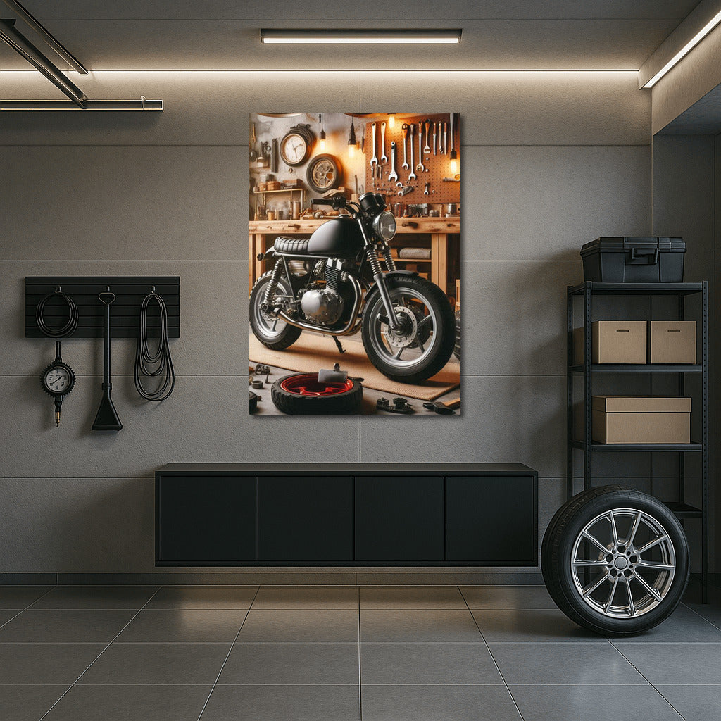 Minibike in Stylish Garage: Dream Workshop for Mechanics Enthusiasts