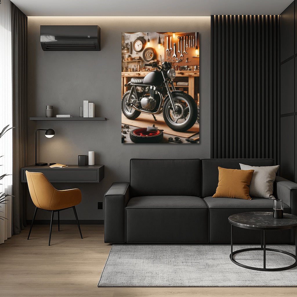 Minibike in Stylish Garage: Dream Workshop for Mechanics Enthusiasts
