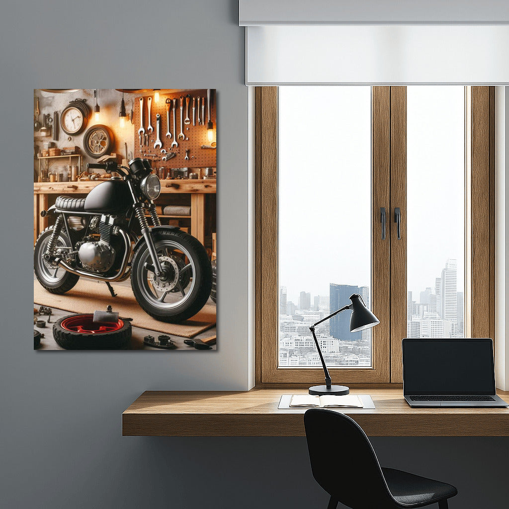 Minibike in Stylish Garage: Dream Workshop for Mechanics Enthusiasts