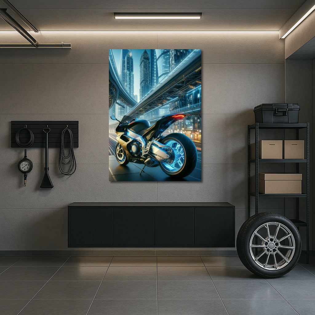Aprilia Speed: Motorcycle in the Shining Metropolis of the Future