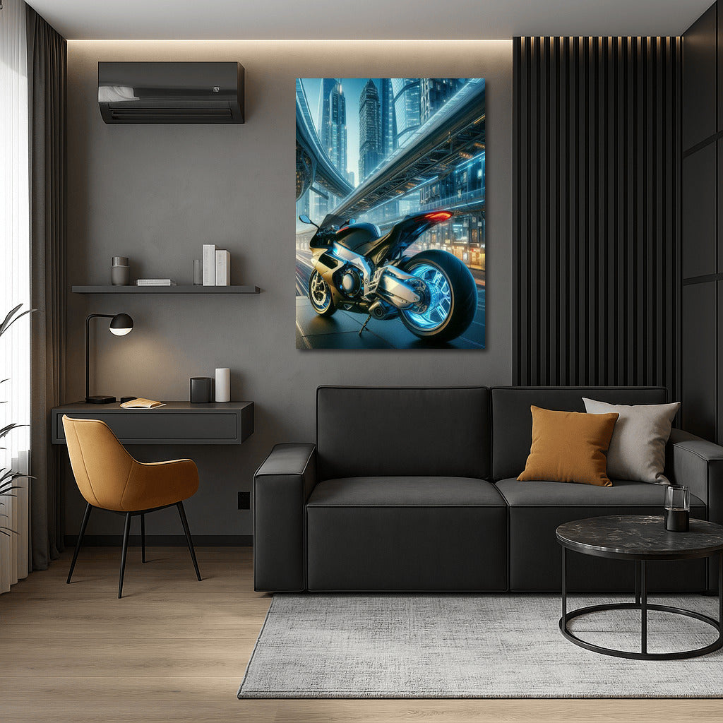 Aprilia Speed: Motorcycle in the Shining Metropolis of the Future