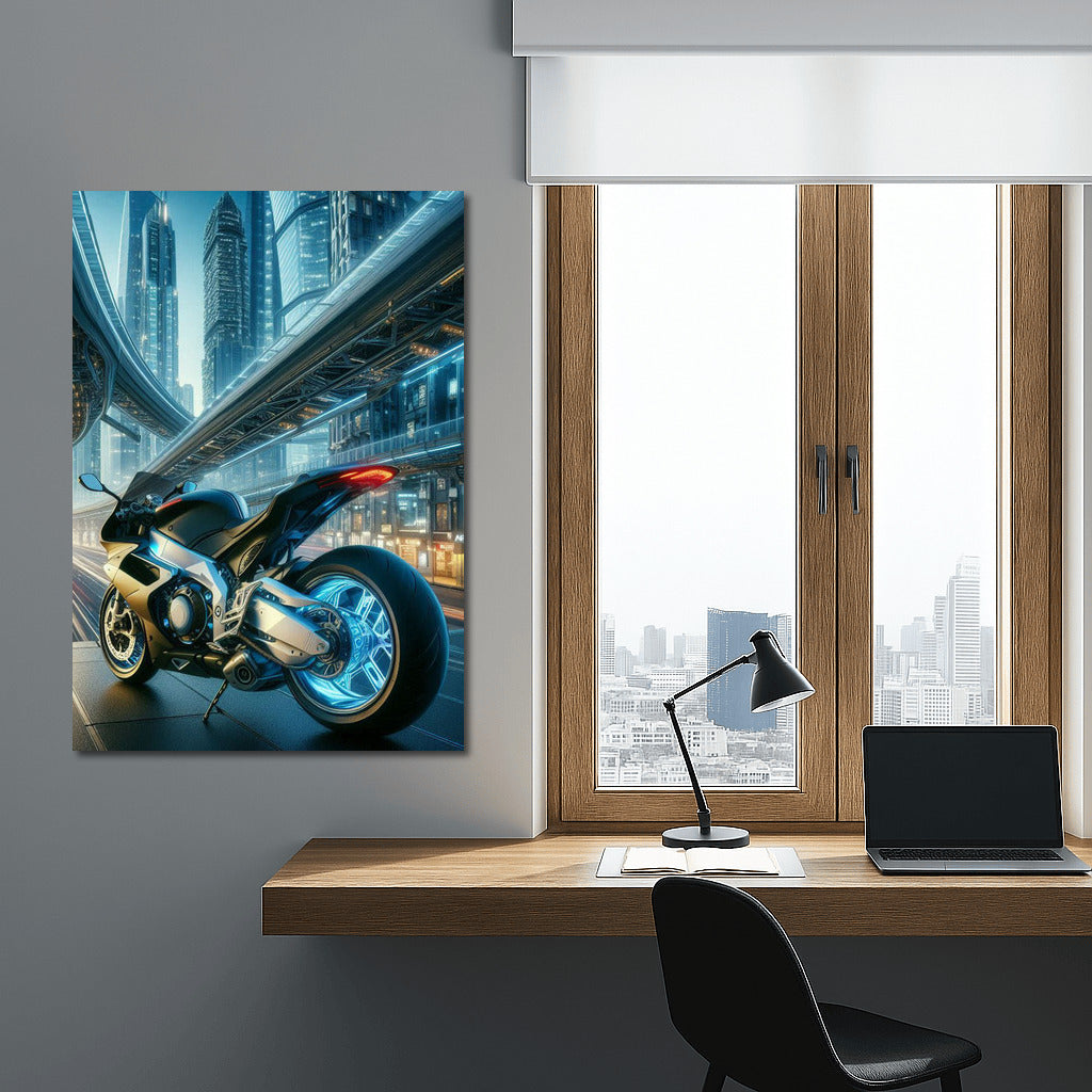 Aprilia Speed: Motorcycle in the Shining Metropolis of the Future