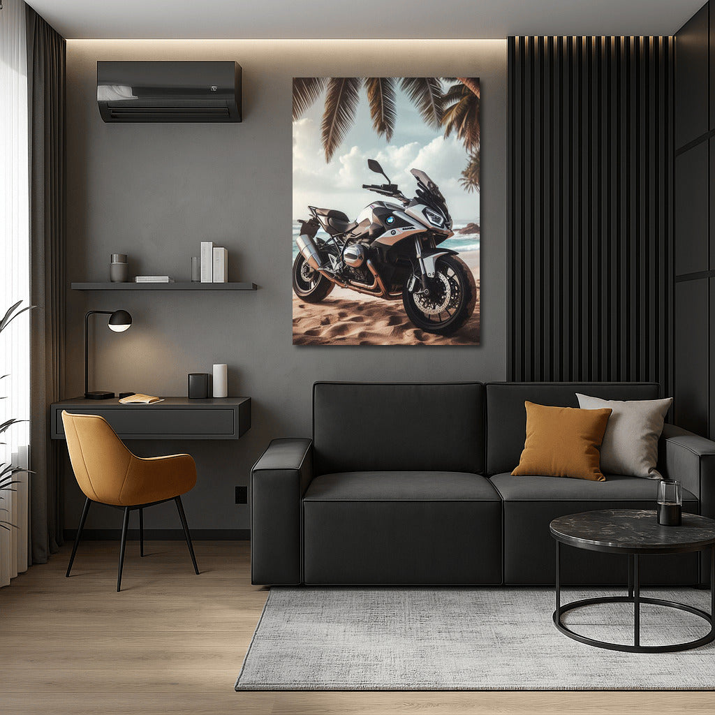 BMW Motorcycle on a Tropical Beach: Freedom and Adventure