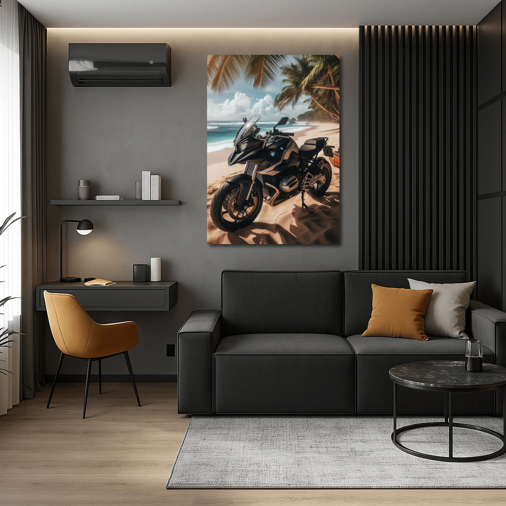 BMW Motorcycle on a Tropical Beach: Summer Paradise and Freedom