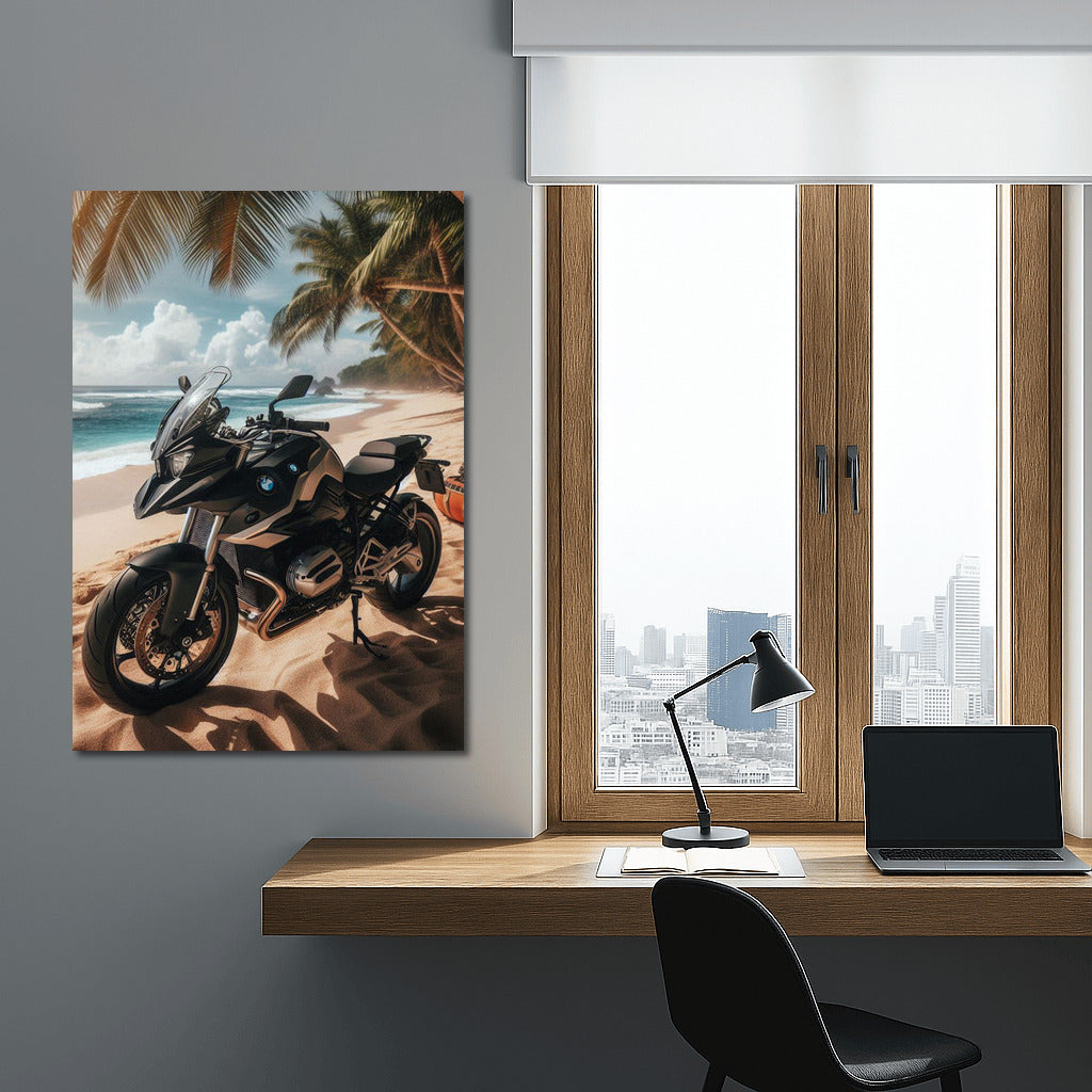 BMW Motorcycle on a Tropical Beach: Summer Paradise and Freedom