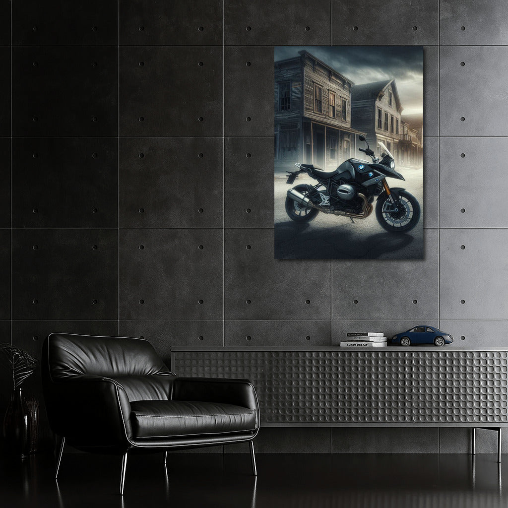 BMW Motorcycle in Ghost Town: Adventure in the Fog