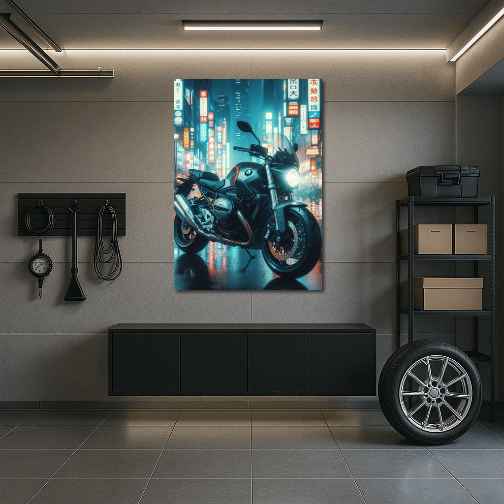 Night Knight: BMW Motorcycle on City Streets