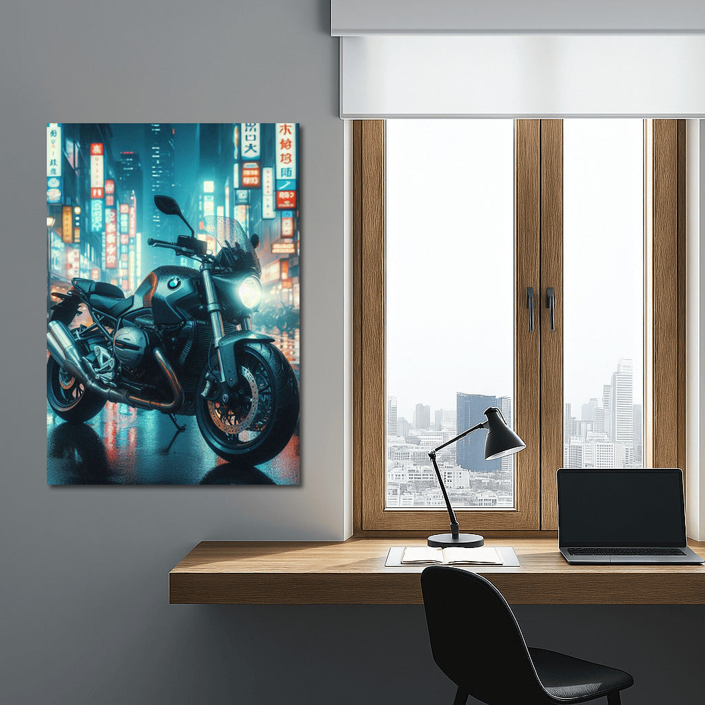 Night Knight: BMW Motorcycle on City Streets