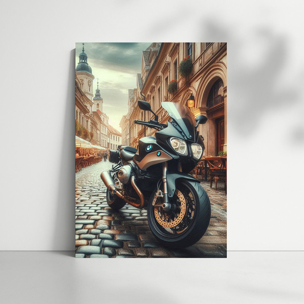 BMW Motorcycle on the Streets of Historical Europe
