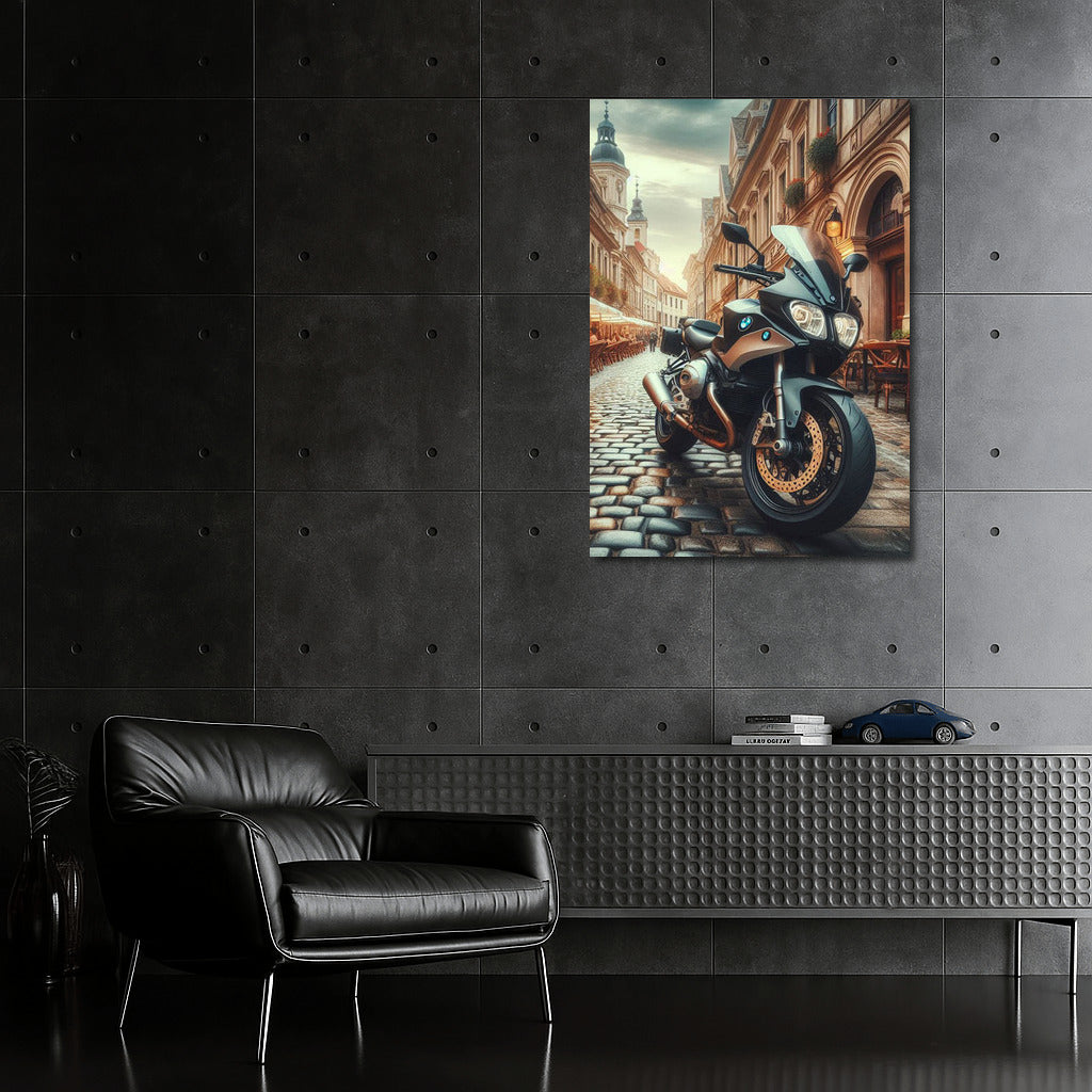 BMW Motorcycle on the Streets of Historical Europe